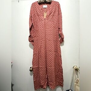 NWT Hamptons Lido Dresses Red Leaf Patterned Rayon Dress M/L Size US 8 Fall